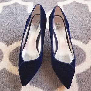 Adrianna Papel Havana Navy Velvet Heels